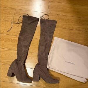 Stuart Weitzman Taupe Suede Over-the-Knee Boots